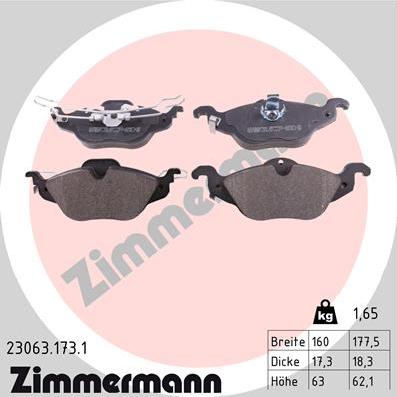 Zimmermann 23063.173.1 - Bremžu uzliku kompl., Disku bremzes autospares.lv