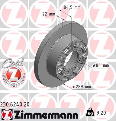 Zimmermann 230.6240.20 - Bremžu diski www.autospares.lv