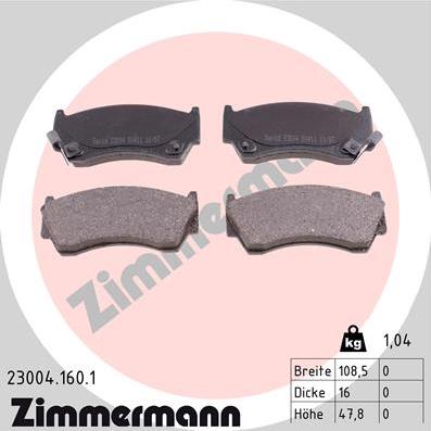 Zimmermann 23004.160.1 - Bremžu uzliku kompl., Disku bremzes www.autospares.lv