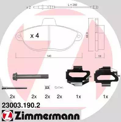 Zimmermann 23003.190.2 - Brake Pad Set, disc brake www.autospares.lv