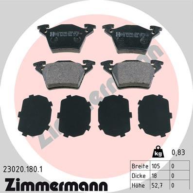 Zimmermann 23020.180.1 - Bremžu uzliku kompl., Disku bremzes autospares.lv