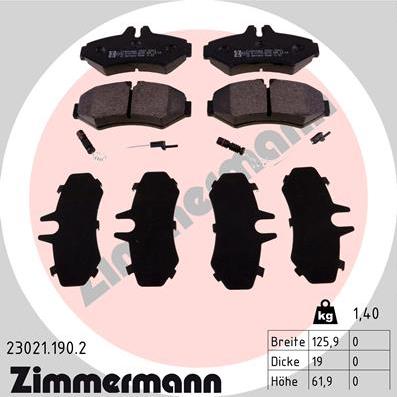 Zimmermann 23021.190.2 - Bremžu uzliku kompl., Disku bremzes www.autospares.lv