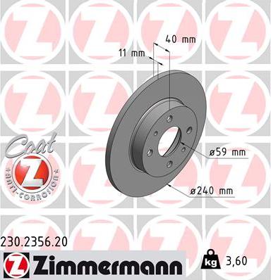 Zimmermann 230.2356.20 - Bremžu diski www.autospares.lv