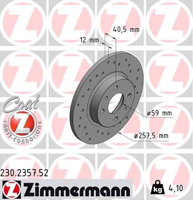 Zimmermann 230.2357.52 - Bremžu diski www.autospares.lv