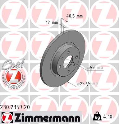 Zimmermann 230.2357.20 - Bremžu diski www.autospares.lv