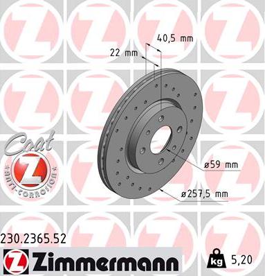 Zimmermann 230.2365.52 - Bremžu diski www.autospares.lv