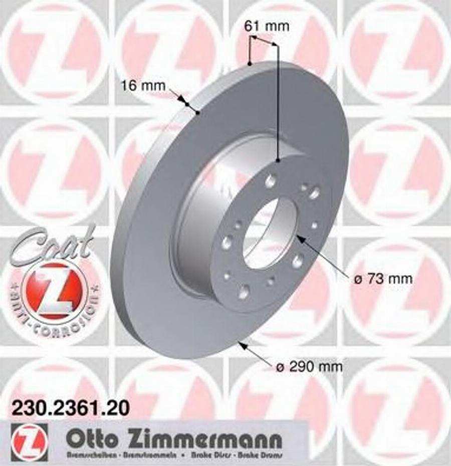 Zimmermann 230236120 - Тормозной диск www.autospares.lv