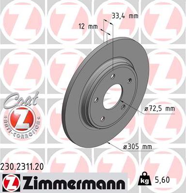 Zimmermann 230.2311.20 - Bremžu diski autospares.lv