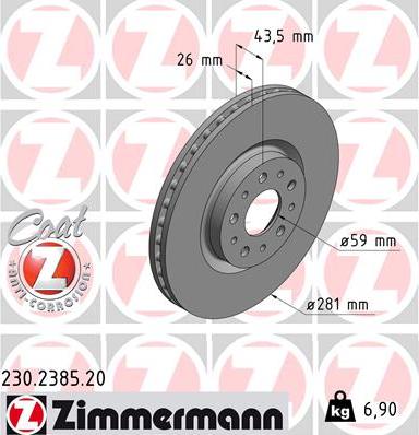 Zimmermann 230.2385.20 - Bremžu diski www.autospares.lv