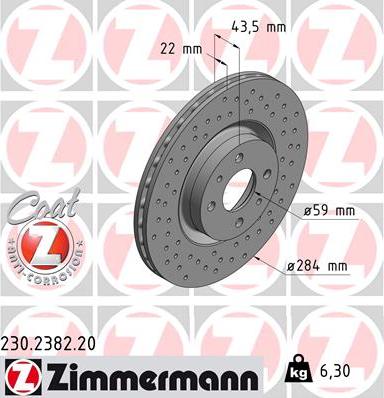 Zimmermann 230.2382.20 - Bremžu diski autospares.lv