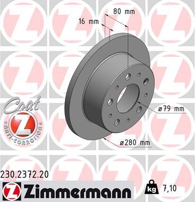 Zimmermann 230.2372.20 - Тормозной диск www.autospares.lv