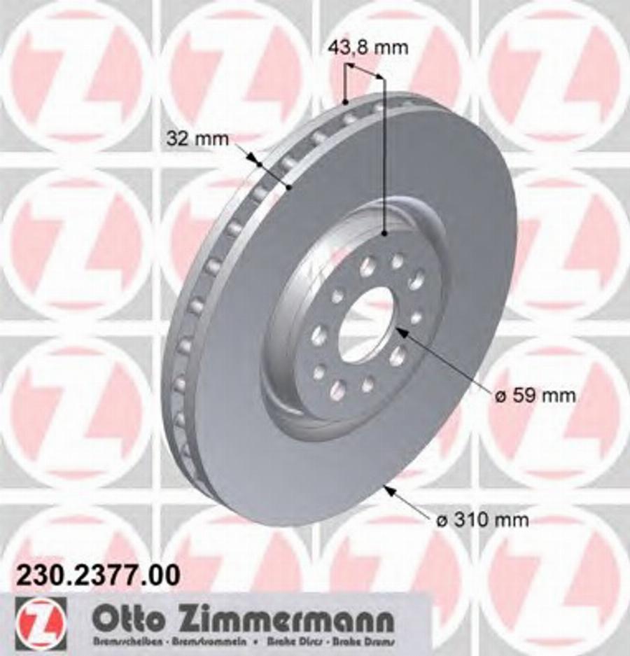 Zimmermann 230.2377.00 - Bremžu diski www.autospares.lv