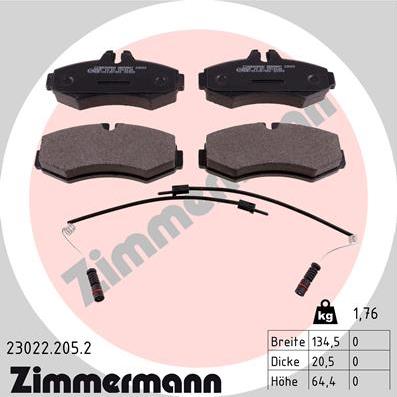 Zimmermann 23022.205.2 - Bremžu uzliku kompl., Disku bremzes www.autospares.lv