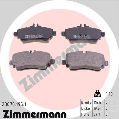 Zimmermann 23070.195.1 - Bremžu uzliku kompl., Disku bremzes www.autospares.lv