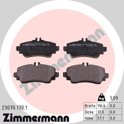 Zimmermann 23070.170.1 - Bremžu uzliku kompl., Disku bremzes autospares.lv