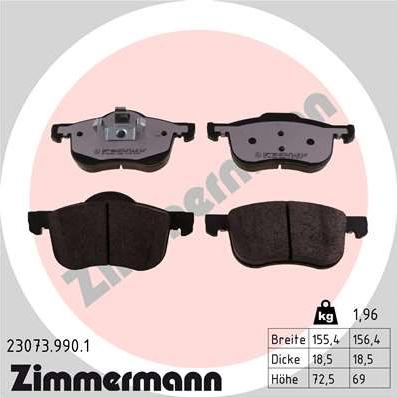 Zimmermann 23073.990.1 - Bremžu uzliku kompl., Disku bremzes www.autospares.lv