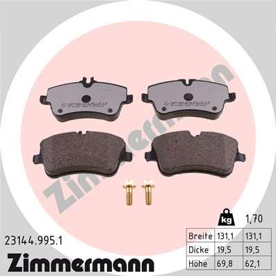 Zimmermann 23144.995.1 - Bremžu uzliku kompl., Disku bremzes autospares.lv