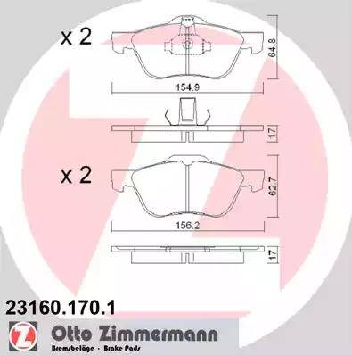 Zimmermann 23160.170.1 - Bremžu uzliku kompl., Disku bremzes autospares.lv