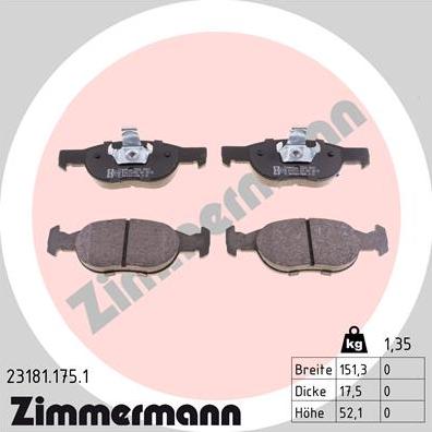 Zimmermann 23181.175.1 - Bremžu uzliku kompl., Disku bremzes www.autospares.lv