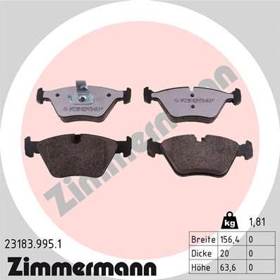 Zimmermann 23183.995.1 - Bremžu uzliku kompl., Disku bremzes autospares.lv