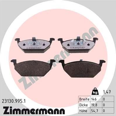 Zimmermann 23130.995.1 - Brake Pad Set, disc brake www.autospares.lv