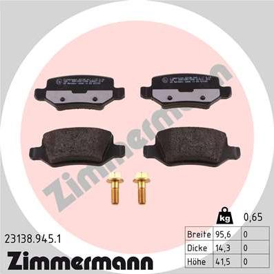 Zimmermann 23138.945.1 - Bremžu uzliku kompl., Disku bremzes autospares.lv