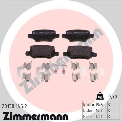 Zimmermann 23138.145.2 - Bremžu uzliku kompl., Disku bremzes autospares.lv