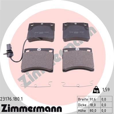 Zimmermann 23176.180.1 - Bremžu uzliku kompl., Disku bremzes autospares.lv