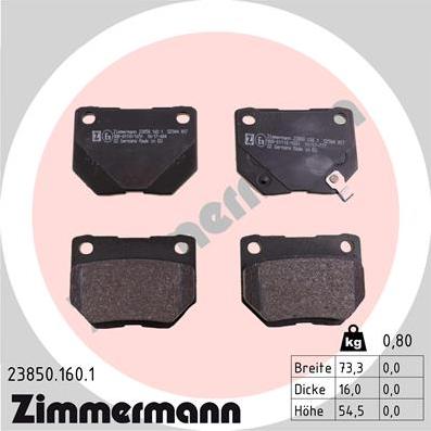 Zimmermann 23850.160.1 - Bremžu uzliku kompl., Disku bremzes www.autospares.lv