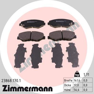 Zimmermann 23868.170.1 - Bremžu uzliku kompl., Disku bremzes autospares.lv