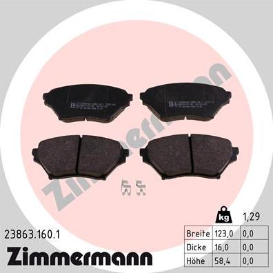 Zimmermann 23863.160.1 - Bremžu uzliku kompl., Disku bremzes www.autospares.lv