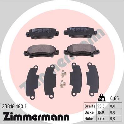 Zimmermann 23816.160.1 - Bremžu uzliku kompl., Disku bremzes www.autospares.lv