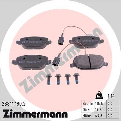 Zimmermann 23811.180.2 - Bremžu uzliku kompl., Disku bremzes www.autospares.lv