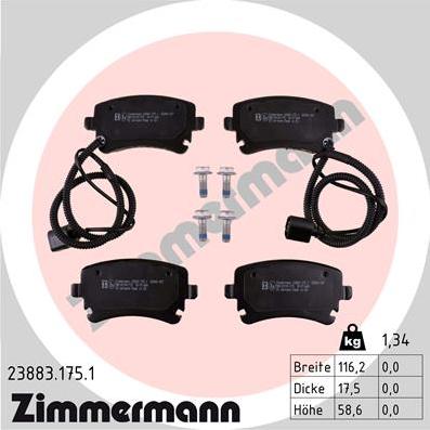 Zimmermann 23883.175.1 - Bremžu uzliku kompl., Disku bremzes www.autospares.lv