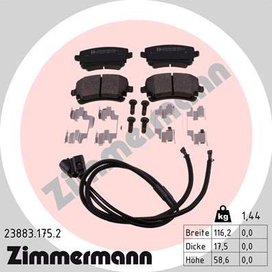 Zimmermann 23883.175.2 - Bremžu uzliku kompl., Disku bremzes www.autospares.lv