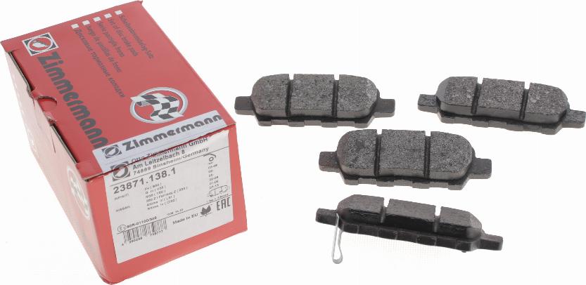 Zimmermann 23871.138.1 - Brake Pad Set, disc brake www.autospares.lv