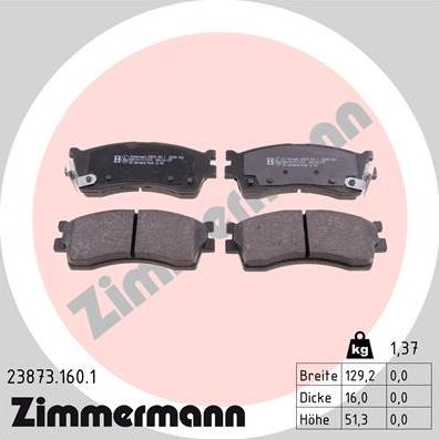 Zimmermann 23873.160.1 - Тормозные колодки, дисковые, комплект www.autospares.lv