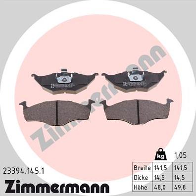 Zimmermann 23394.145.1 - Bremžu uzliku kompl., Disku bremzes www.autospares.lv