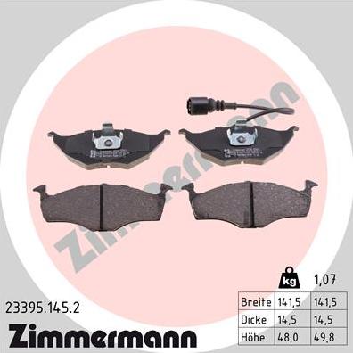 Zimmermann 23395.145.2 - Bremžu uzliku kompl., Disku bremzes www.autospares.lv