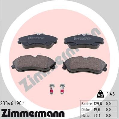 Zimmermann 23346.190.1 - Тормозные колодки, дисковые, комплект www.autospares.lv