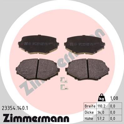 Zimmermann 23354.140.1 - Bremžu uzliku kompl., Disku bremzes www.autospares.lv