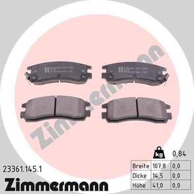 Zimmermann 23361.145.1 - Bremžu uzliku kompl., Disku bremzes www.autospares.lv