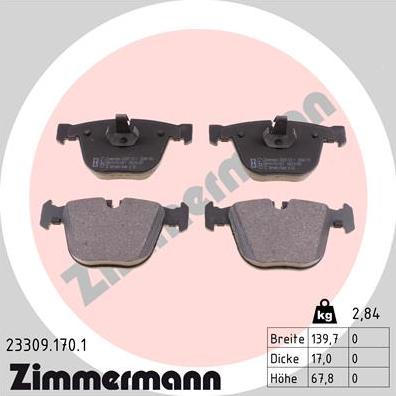 Zimmermann 23309.170.1 - Bremžu uzliku kompl., Disku bremzes www.autospares.lv