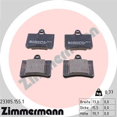 Zimmermann 23305.155.1 - Bremžu uzliku kompl., Disku bremzes autospares.lv