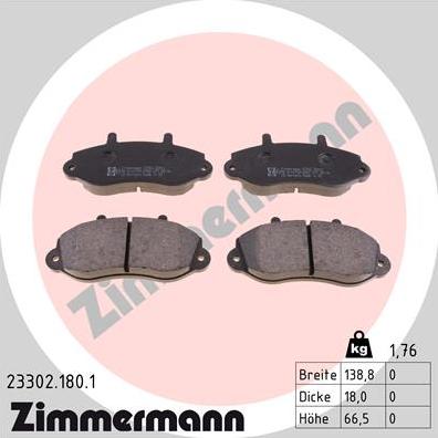 Zimmermann 23302.180.1 - Bremžu uzliku kompl., Disku bremzes www.autospares.lv