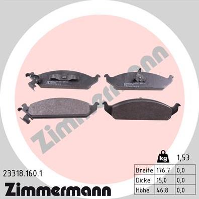 Zimmermann 23318.160.1 - Bremžu uzliku kompl., Disku bremzes www.autospares.lv