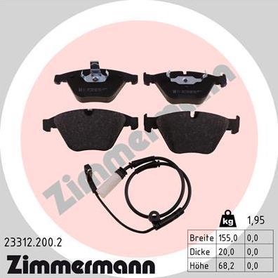 Zimmermann 23312.200.2 - Brake Pad Set, disc brake www.autospares.lv