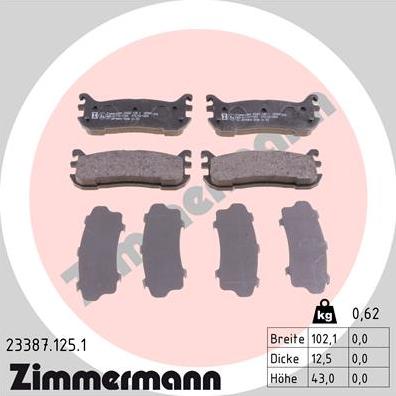 Zimmermann 23387.125.1 - Bremžu uzliku kompl., Disku bremzes autospares.lv