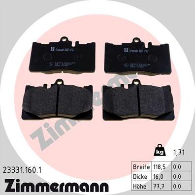 Zimmermann 23331.160.1 - Bremžu uzliku kompl., Disku bremzes www.autospares.lv