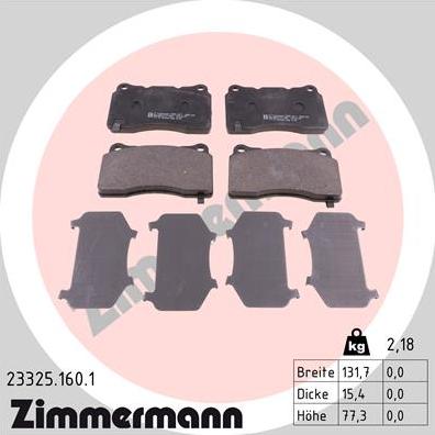 Zimmermann 23325.160.1 - Bremžu uzliku kompl., Disku bremzes www.autospares.lv